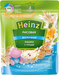 Каша молочная Heinz кашка рисовая с грушей омега 3 200 г